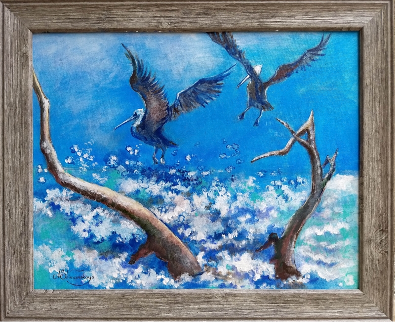 Wings flap. Padre Island National Seashore. by artist Anastasia Shimanskaya